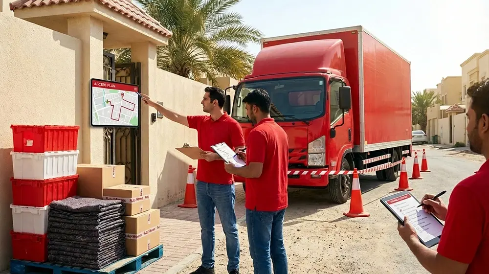 Villa movers in Ajman explain Al Jurf access planning: measured turning radii, carry-time formulas, risk bands & documentation to prevent moving disputes.